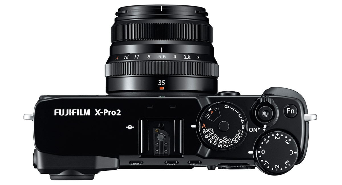 Fujifilm X-Pro2 slutartidsratt med 1/8000 s och 1/250 s blixtsynk inbyggd ratt för ISO plus exponeringskompensation