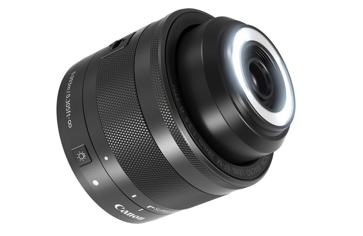 Canon EF-M 28 mm f/3,5 Macro IS STM makroobjektiv med inbyggd Macro Lite belysning