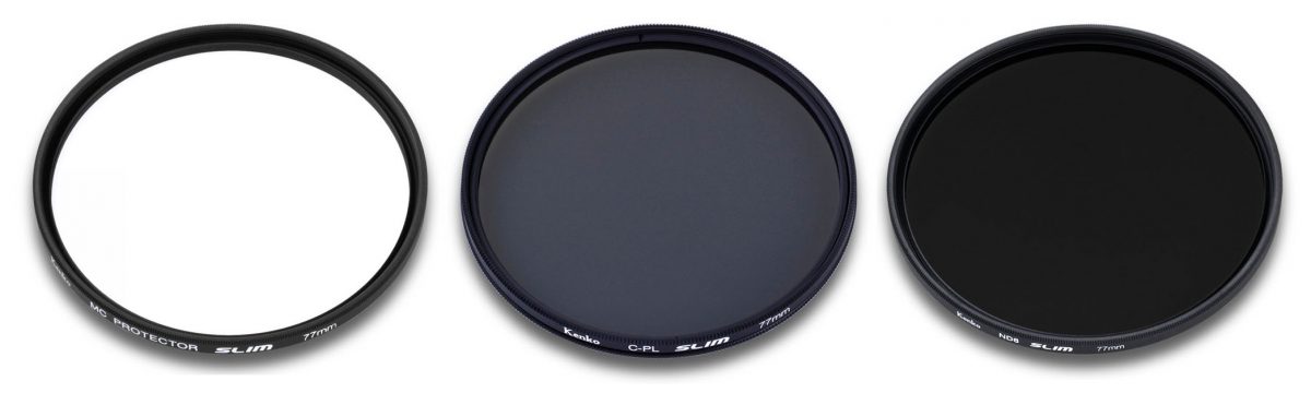 Kenko filterpaket skyddsfilter, polarisationsfilter och ND8 gråfilter