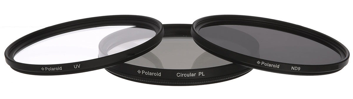 Set di 3 filtri ottici Polaroid da 72 mm UV, CPL ed FLD